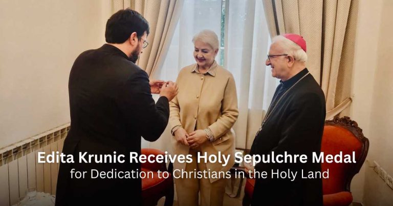 Edita Krunic Receives Holy Sepulcher Medal for Dedication to Christians in the Holy Land